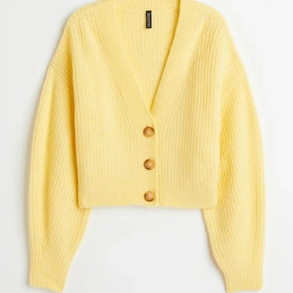 Rib-knit Cardigan Sweater Yellow women